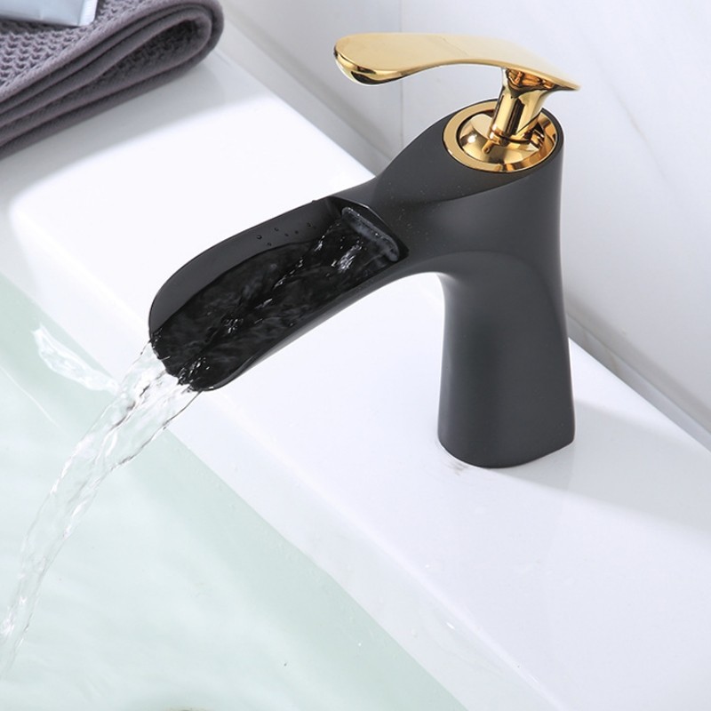 Washbasin All Copper Diamond Hot And Cold Water Faucet (Black Gold)