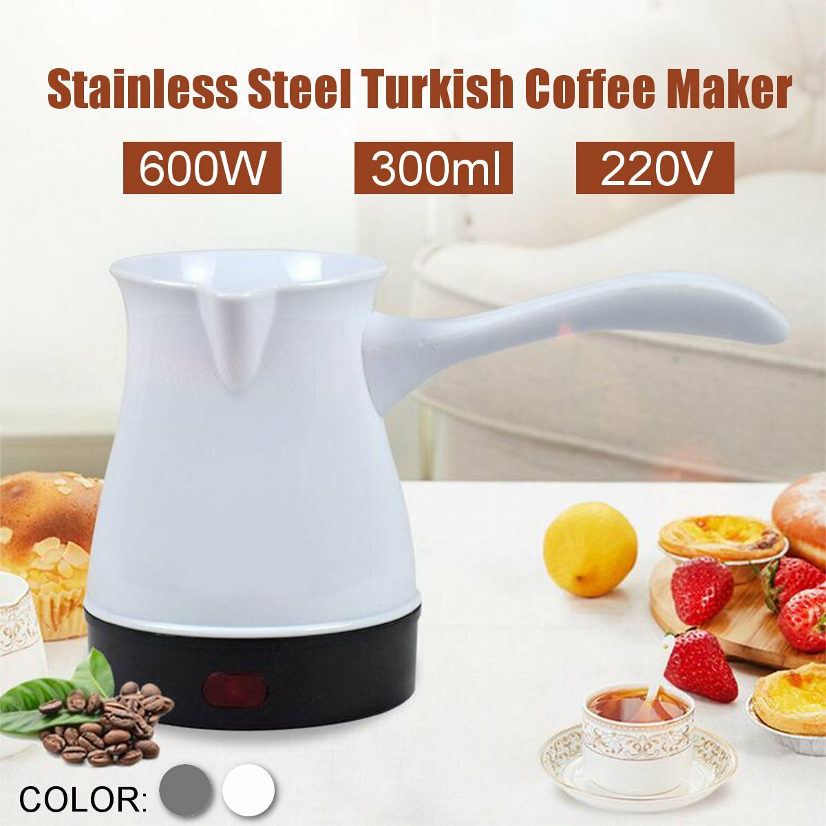 600W 220V Electric Coffee Maker Moka Pot Espresso Turkish Greek Percolator Machine EU Plug