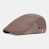 Men Newsboy Hat Cotton Color-match Patchwork Stitches British Forward Hat Beret Flat Cap