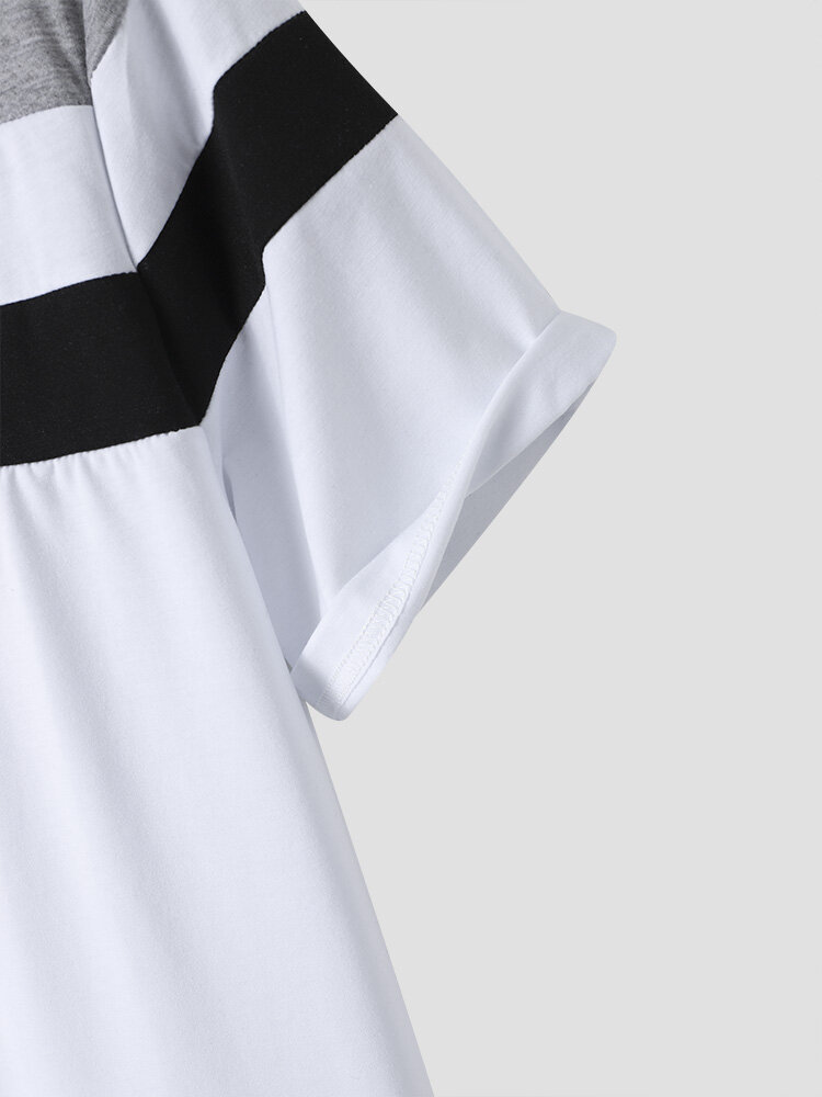 Men Colorblock Fit Front Zipper Soft Formal Business Polos Shirts