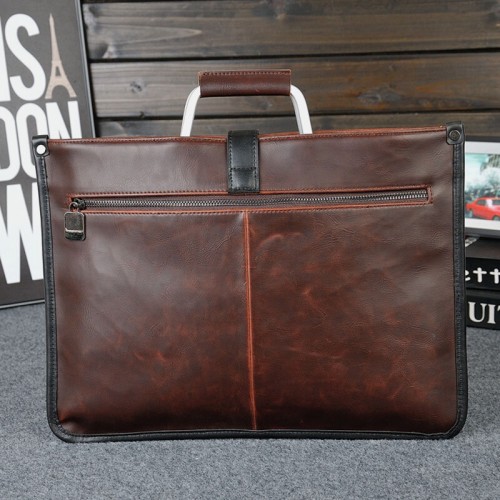 Men Vintage Faux Leather Multifunction Multi-Carry Solid Color Handbag Casual Briefcase