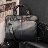 Men Faux Leather Casual Solid Color Large Capacity Handbag Briefcase