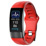 P11 Plus 0.96 inch Screen ECG+HRV Smart Health Bracelet, Support Body Temperature, Dynamic Heart Rate, ECG Monitoring, Blood Oxygen Monitor (Red)