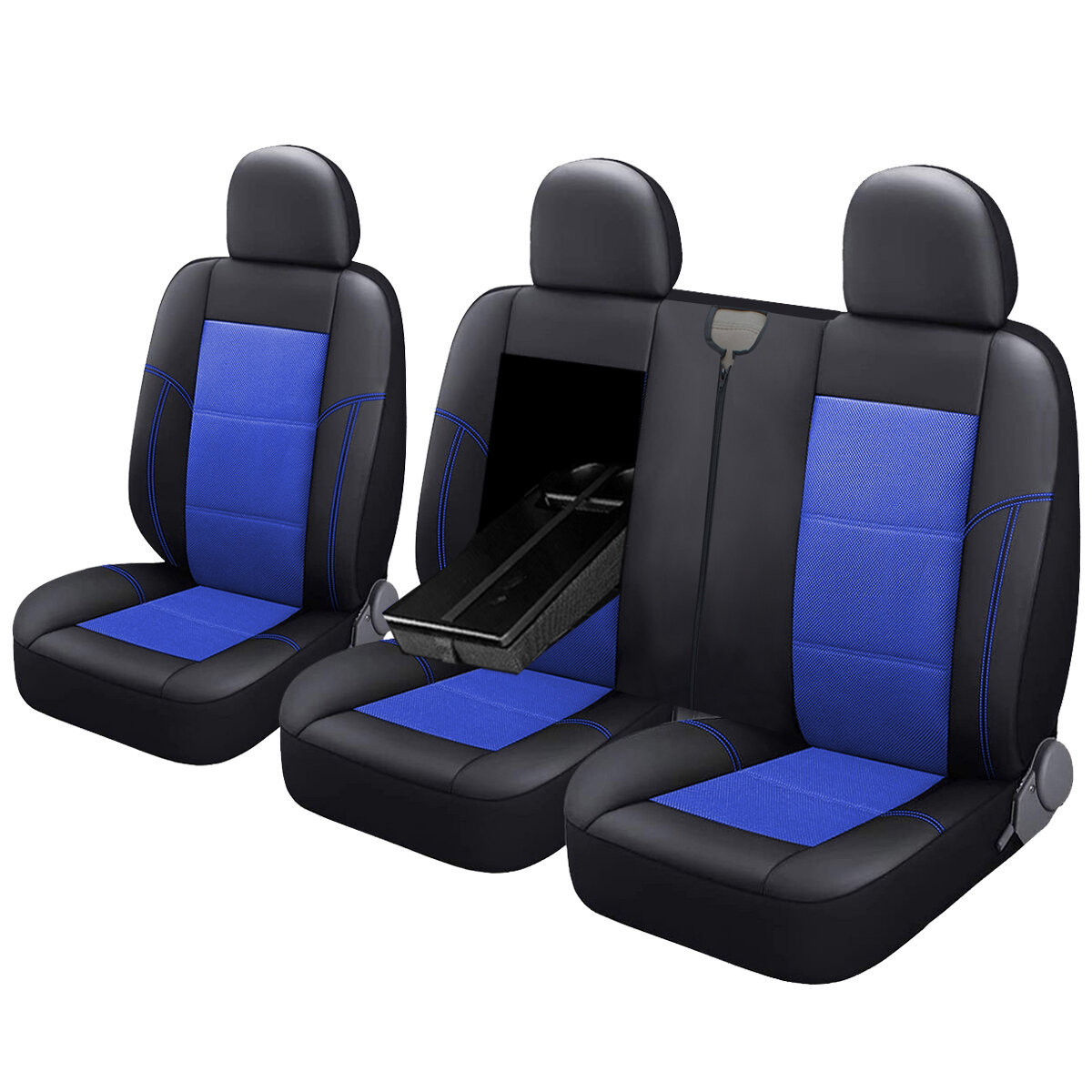 3PCS Car Seat Covers Cushion Pad Headrest Cover For Ford Transit Custom 2015 2016 2017 2018 2019 2020 RHD